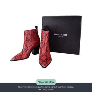 Kenneth Cole Women’s West Side Red Snake-Print Bootie – Size 9
